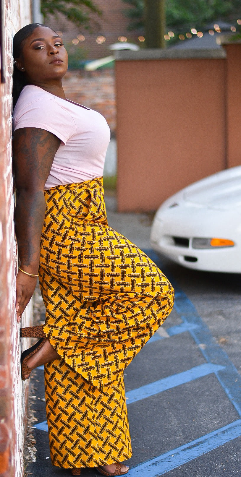 African Print Wide Leg Pant - Yellow