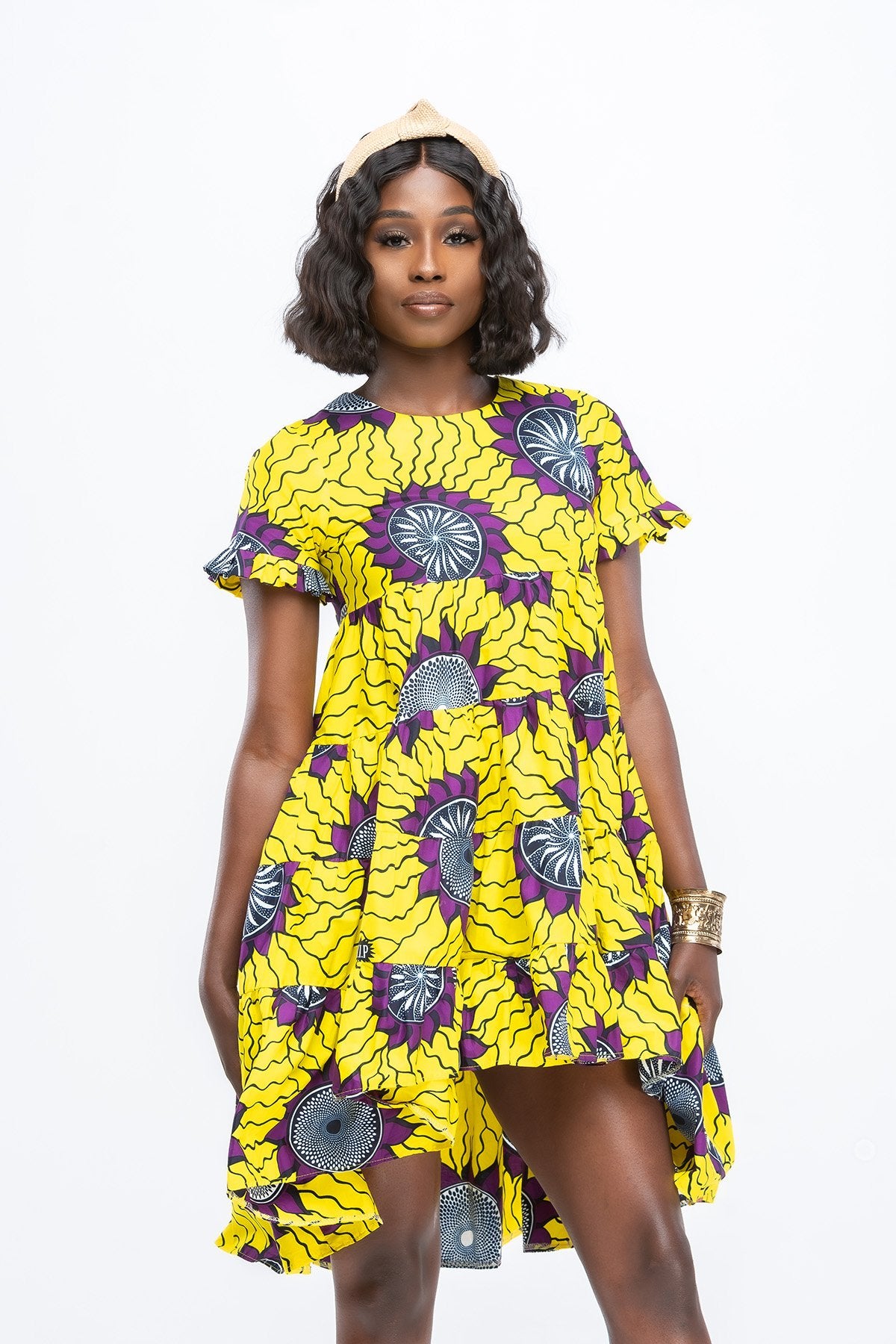 African Print High Low Mini Dress For Sale Online