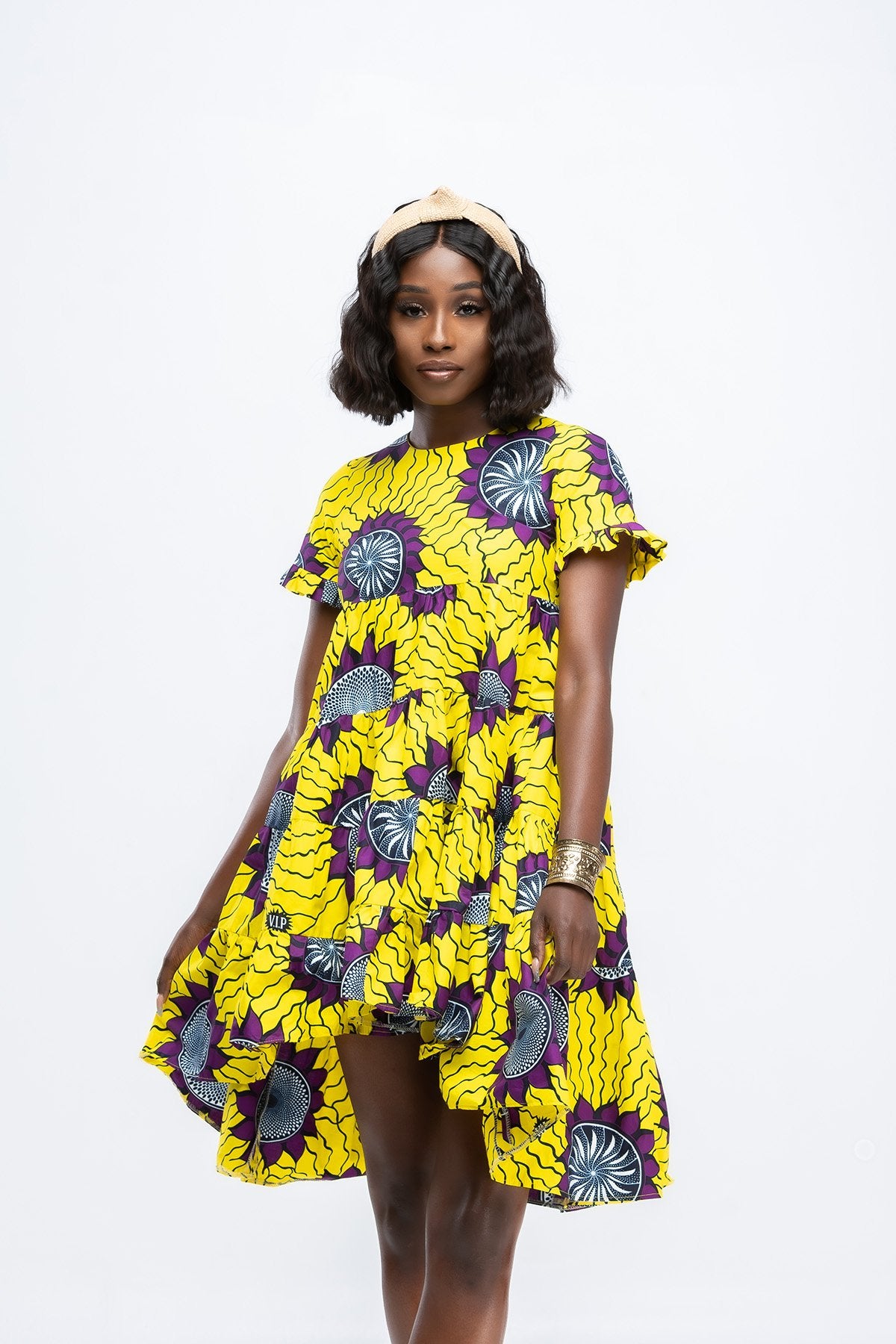 African Print Mma High Low Mini Dress