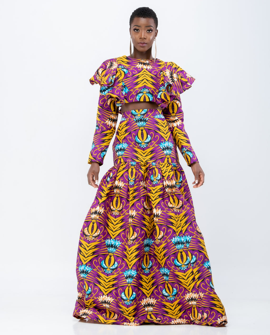 African Imose Maxi Skirt - Purple