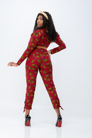 Too Fine African Print Jumpsuit  - Red