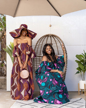 African Print Sun Hat - Brown