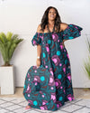Oye Maxi Dress - Teal and Pink