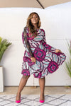African Print Sosa Dress - Purple