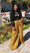 African Print Wide Leg Pant - Yellow