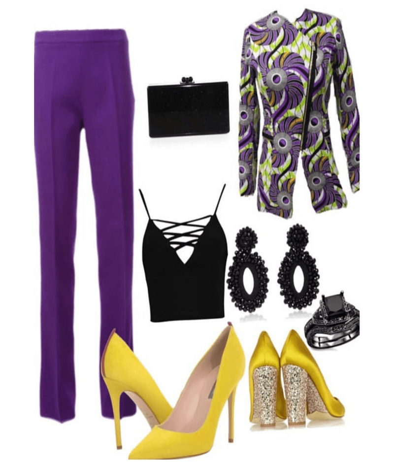 Nia African Print Jacket - Purple