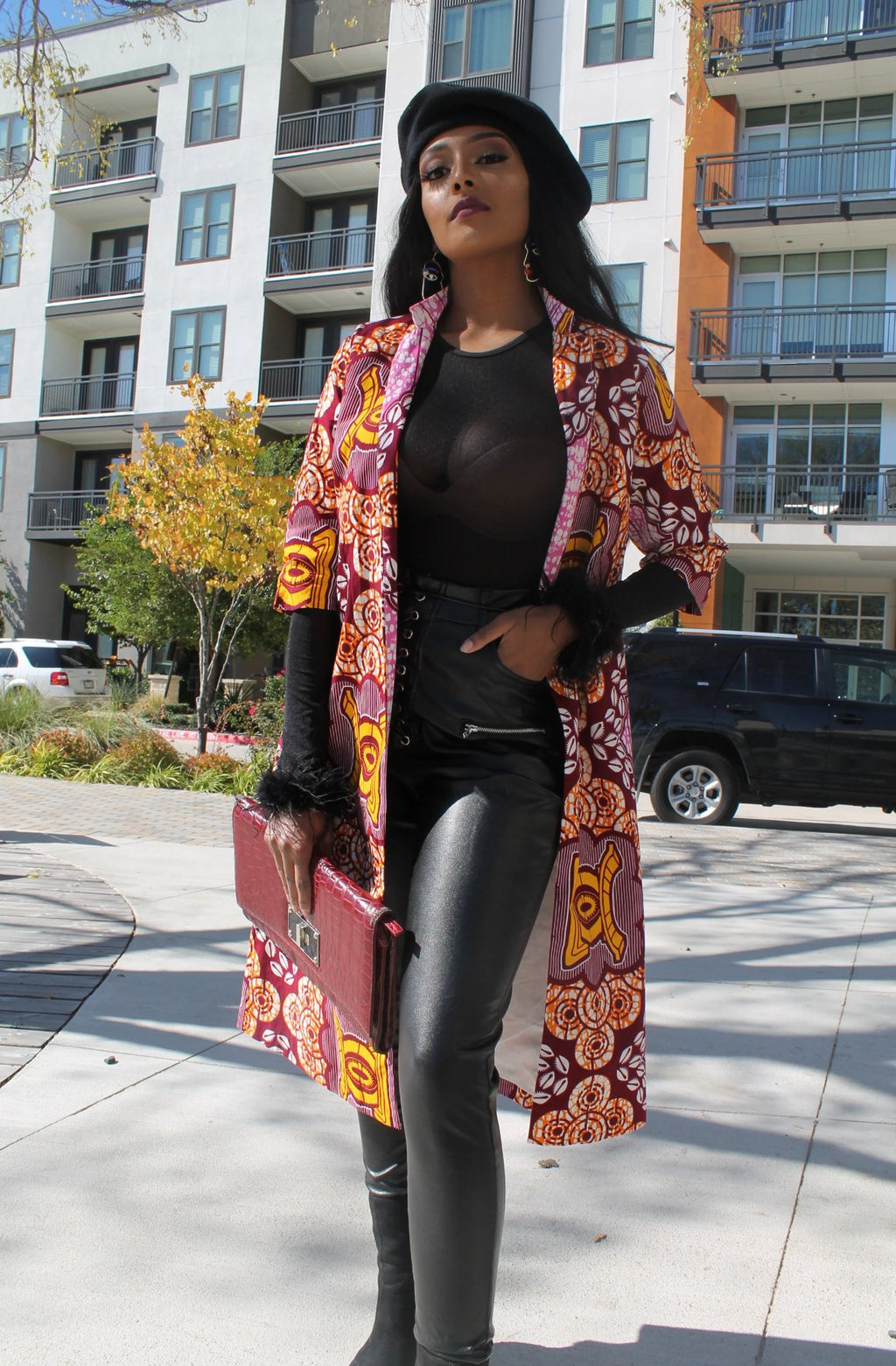 African Print Fosa Trench Jacket
