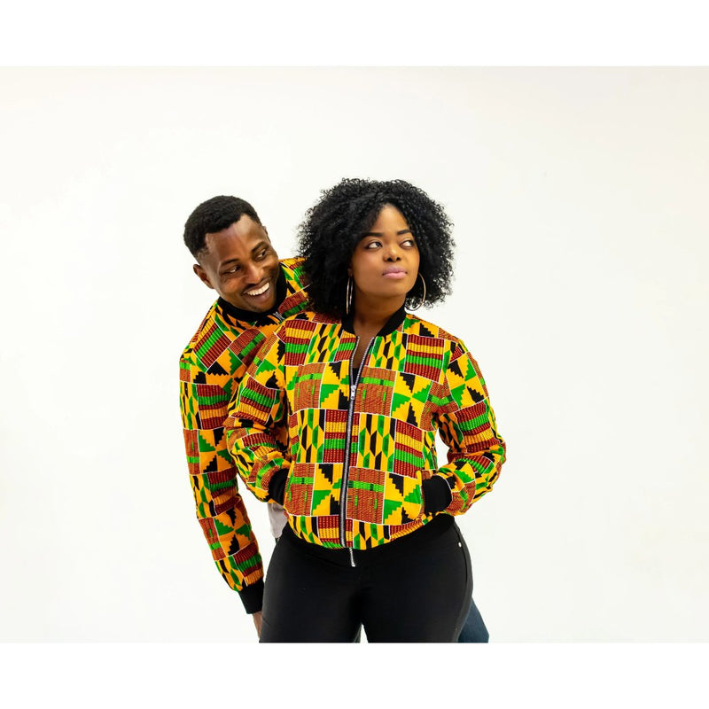African Kente Print Bomber Jacket
