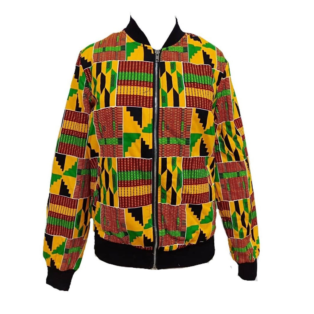 African Kente Print Bomber Jacket