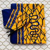 African Print Mask And Headwrap Set - Yellow and Blue