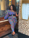African Print Sena Jumpsuit- Blue