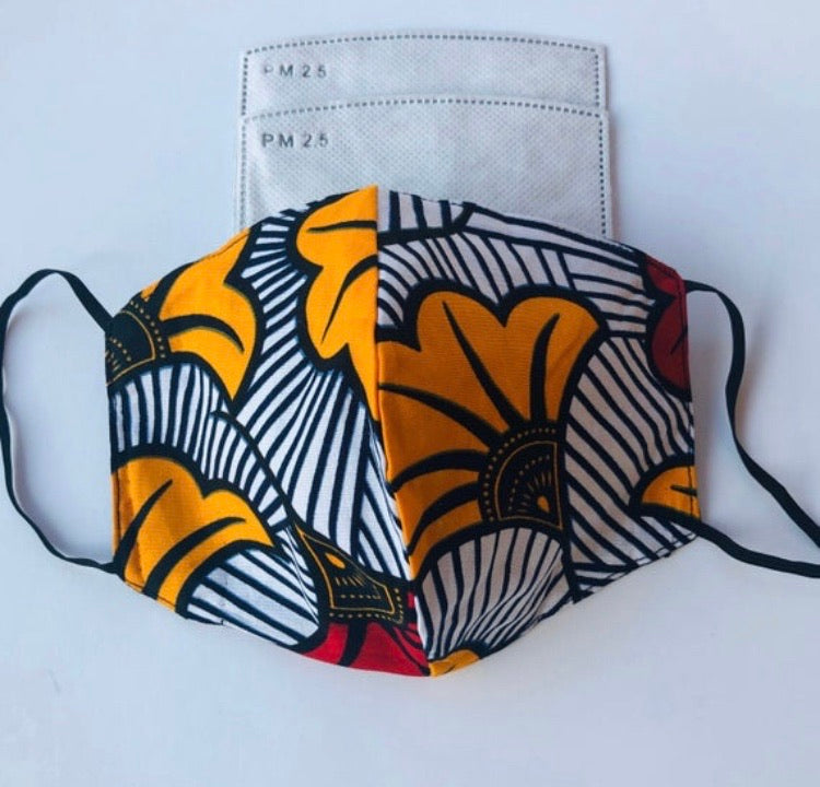 African Print Face Mask with Filter