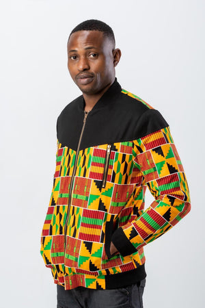 African Kente Bomber Jacket – N'omose Couture - Main Image
