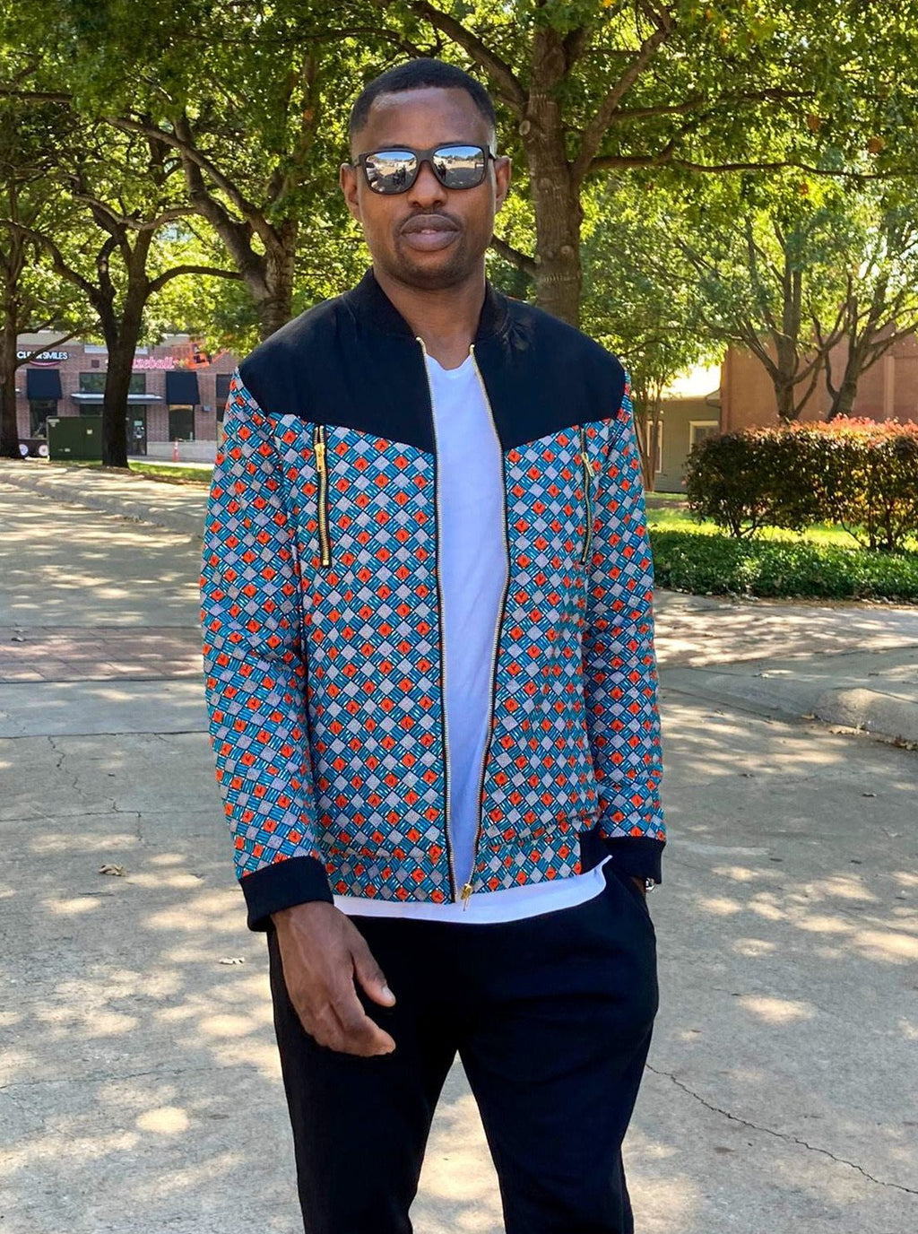 Africa print bomber jacket