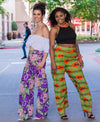 African Print Wide Leg Pant - Purple