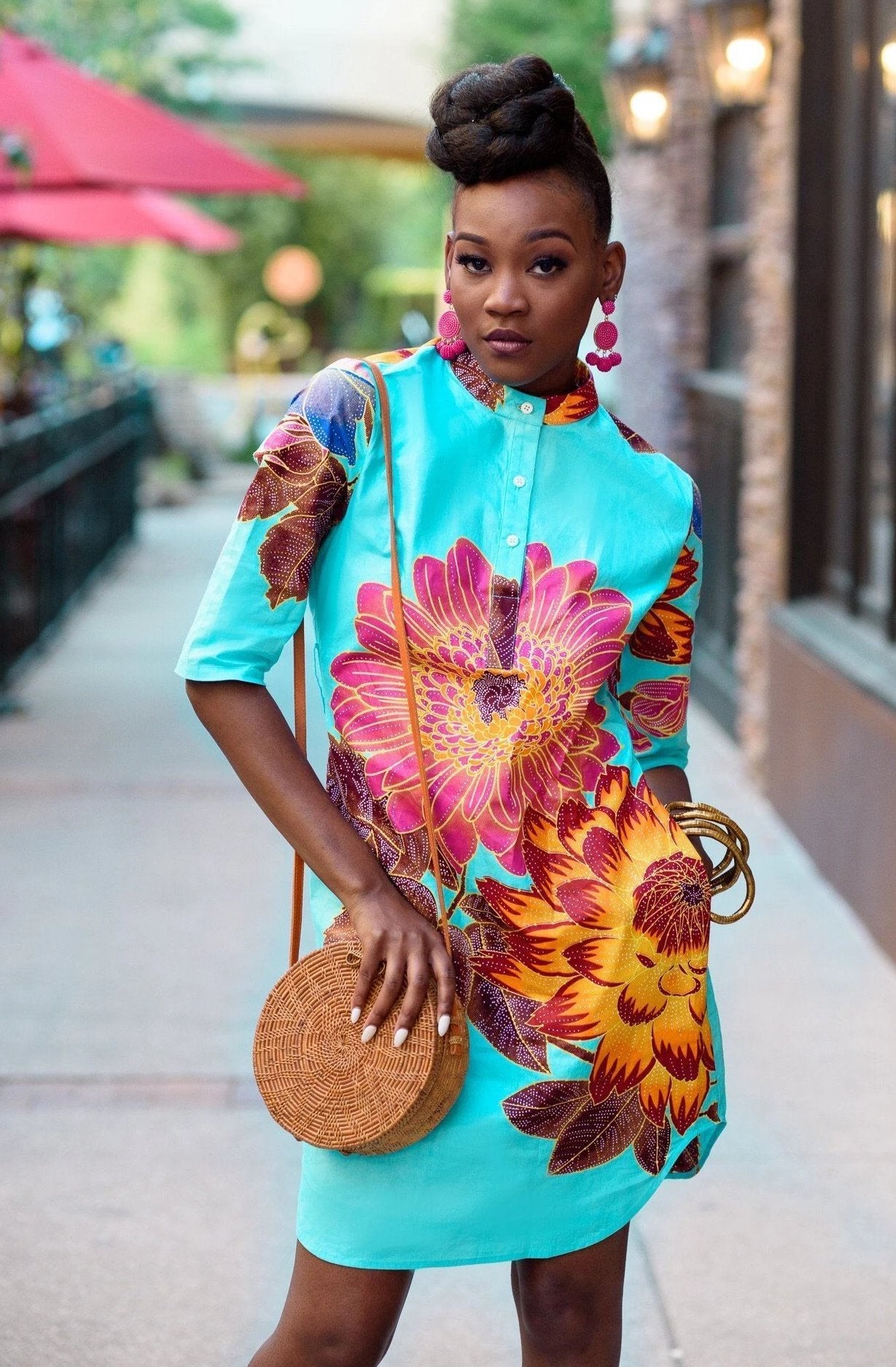 African Print Shirt Dress For Sale - African Clothing