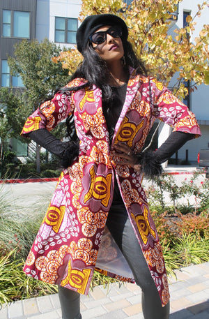 African Print Fosa Trench Jacket