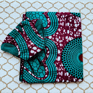 African Print Mask And Headwrap Set - Blue and Purple