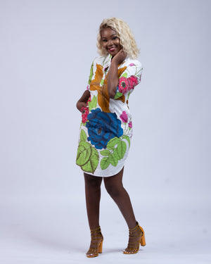 White ankara dress